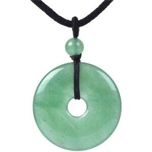 Gemstone 30mm Donut Beads Reiki Chakra Pendant Necklace Handmade Jewelry 22 Inch